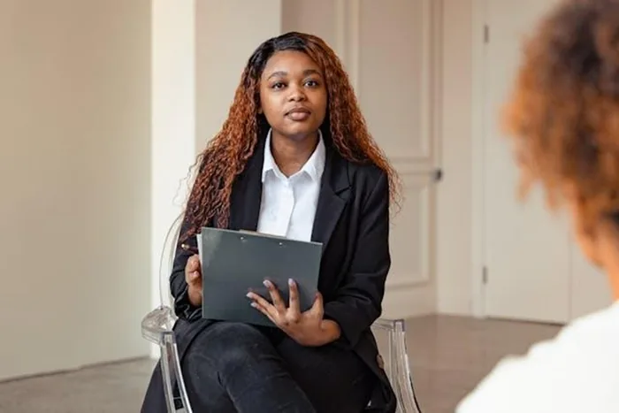 Property manager interviewing potential tenants